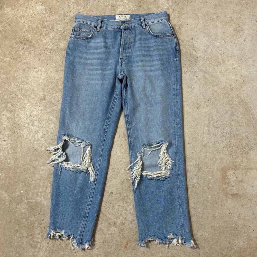 We The Free Maggie Mid-Rise Straight-Leg Blue Jeans Women’s Size 26 Button Fly